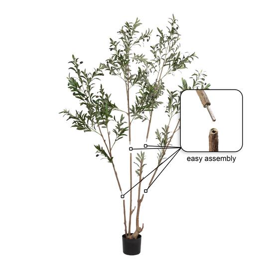 Kate and Laurel 7ft. Green Oliveira Faux Olive Tree in Gold Planter